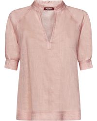 Max Mara - Studio Orvieto V-Neck Short-Sleeved Top - Lyst