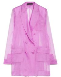 Max Mara - Pianoforte Negra Double-Breasted Sheer Blazer - Lyst