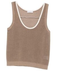 Brunello Cucinelli - Contrast-Trim Open-Knit Tank Top - Lyst