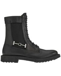 Ferragamo - Ferragamo Gancini Buckle Lace-Up Combat Boots - Lyst