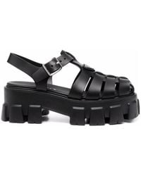Prada - Strapped Platform Sandals - Lyst