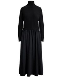 Ralph Lauren - Wool-Bodice Crepe Dress - Lyst
