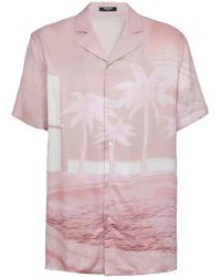 Balmain - Twill Palm Tree Print Shirt - Lyst
