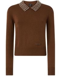 Pinko - Embellished Collar Knitted Jumper - Lyst