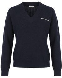Peserico - Ribbed-Knit V-Neck Sweater - Lyst