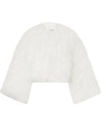 Yves Salomon - Cropped Feather-Trimmed Satin Cape - Lyst