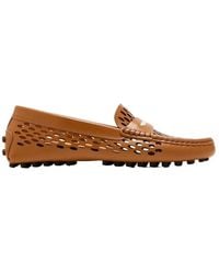 Tod's - Logo Engraved Perforated Loafers - Lyst