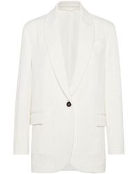Brunello Cucinelli - Herringbone Single-Breasted Tailored Blazer - Lyst