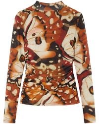 FARM Rio - Sheer Printed Long-Sleeve Top - Lyst