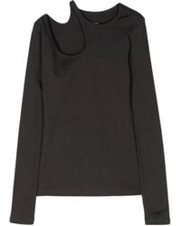 Low Classic - Long-Sleeved Irregular Shoulder T-Shirt - Lyst