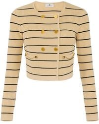 Elisabetta Franchi - Striped Button-Fastening Cardigan - Lyst