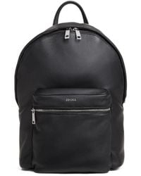ZEGNA - Logo-Plaque Leather Backpack - Lyst