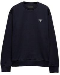 Prada - Triangle-Logo Crewneck Sweatshirt - Lyst