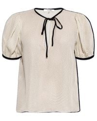 FRAME - Polka Dot Printed Puff Sleeved Blouse - Lyst