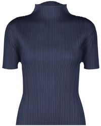 Pleats Please Issey Miyake - Pleats Please Issey Miyake September Short-Sleeved High Neck Top - Lyst