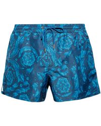 Versace - Floral-Motif Drawstring Swim Shorts - Lyst