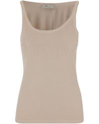 Blumarine - Dripping-Effect Logo Jersey Top - Lyst