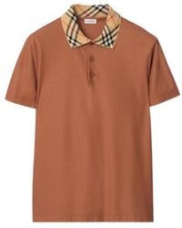 Burberry - Checked Collar Short-Sleeved Polo Shirt - Lyst