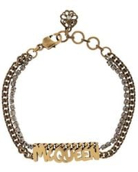 McQueen - Grafitti Logo Plaque Bracelet - Lyst