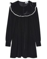 Ganni - Velvet Mini Dress - Lyst