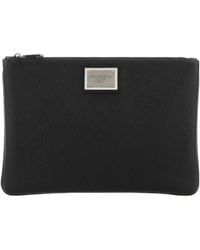 Dolce & Gabbana - Logo Plaque Zip-Up Clutch Bag - Lyst