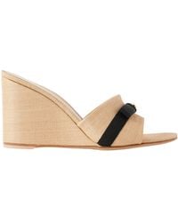 Gianvito Rossi - Grosgrain-Trimmed Raffia Wedge Mules - Lyst