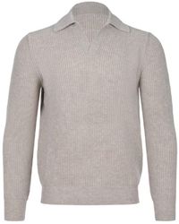 Tagliatore - V-Neck Knitted Polo Shirt - Lyst