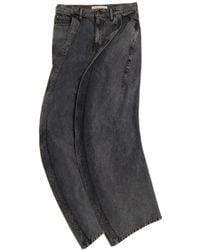 Y. Project - Draped Low-Rise Wide-Leg Jeans - Lyst