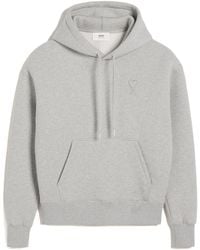 Ami Paris - Long-Sleeved Drawstring Hoodie - Lyst