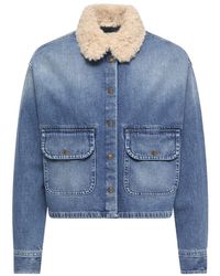 Moncler - Teddy Trim Denim Jacket - Lyst