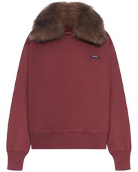 Prada - Sweatshirt With Removable Fur Collar - Lyst