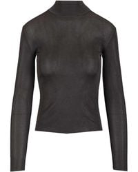 Self-Portrait - High-Neck Long-Sleeve Top - Lyst