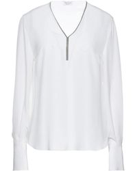 Brunello Cucinelli - Rhinestone V-Neck Long-Sleeved Top - Lyst