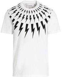 Neil Barrett - Thunderbolt-Print Cotton T-Shirt - Lyst