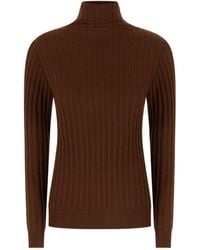 Peserico - Ribbed High-Neck Long-Sleeve Knit Top - Lyst