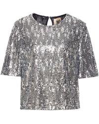 Aniye By - Sequin-Embellished Short-Sleeve Top - Lyst