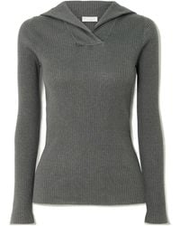 Brunello Cucinelli - Ribbed Metallic Cashmere And Silk-Blend Top - Lyst