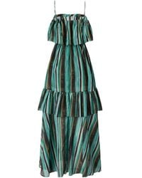 Pinko - Brushed Striped Printed Long Muslin Dress - Lyst