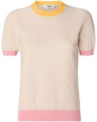 Fendi - Logo Detailed Short-Sleeved Jumper - Lyst
