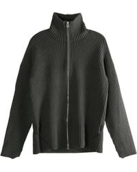 Omar Afridi - Ribbed Knit Zip-Up Sweater - Lyst