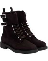 Gianvito Rossi - Shearling-Lined Suede Combat Boots - Lyst