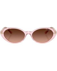 Versace - Greca-Plaque Oval-Frame Sunglasses - Lyst