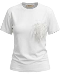 Twinset - Feather-Embellished T-Shirt - Lyst