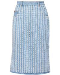 Nina Ricci - Striped Denim Pencil Skirt - Lyst