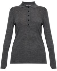 AllSaints - Martel Long-Sleeve Polo-Collar Knit Top - Lyst