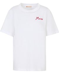 Marni - T-Shirt Logo Embroidered - Lyst