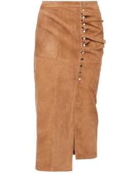 Rabanne - Ruched Suede Midi Skirt - Lyst