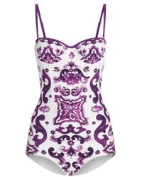Dolce & Gabbana - 'Maiolica' Print One-Piece Swimsuit - Lyst