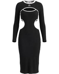 Marine Serre - Moon Logo Bicolor Ribbed Jersey Cut-Out Long Dress - Lyst