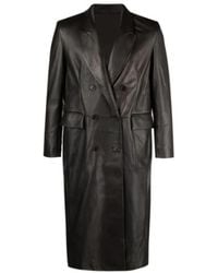 Salvatore Santoro - Double Breasted Mid Length Leather Coat - Lyst